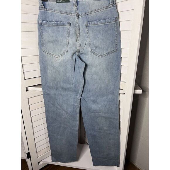 NWT Wild Fable Women's Sz 00 Super High Rise Distressed Straight Jeans Buttonfly - Picture 4 of 9